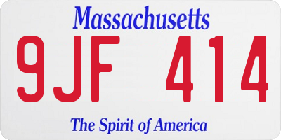 MA license plate 9JF414