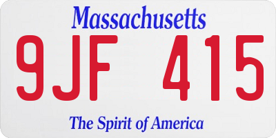 MA license plate 9JF415