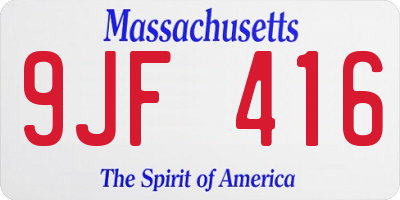 MA license plate 9JF416