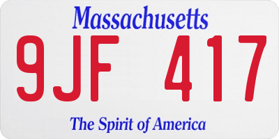 MA license plate 9JF417