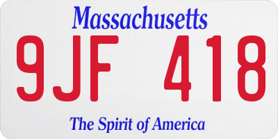 MA license plate 9JF418