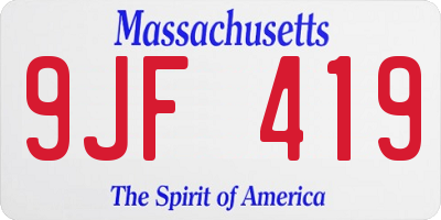 MA license plate 9JF419