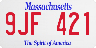 MA license plate 9JF421