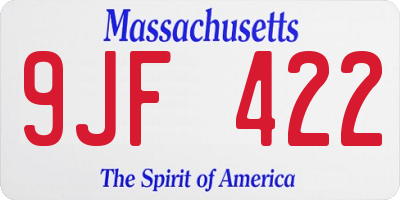 MA license plate 9JF422