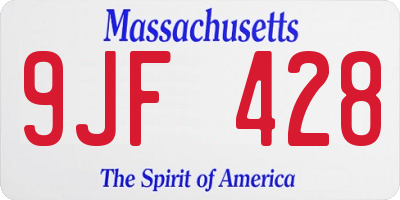 MA license plate 9JF428