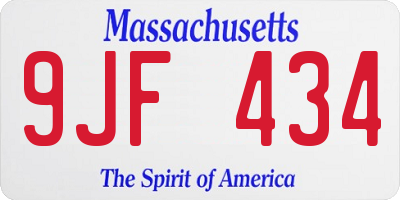 MA license plate 9JF434
