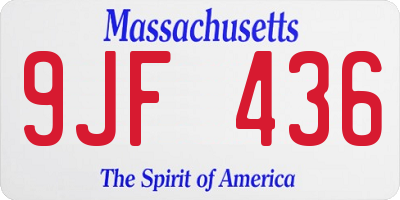 MA license plate 9JF436