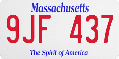 MA license plate 9JF437