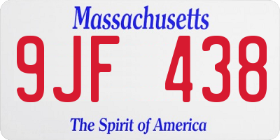 MA license plate 9JF438