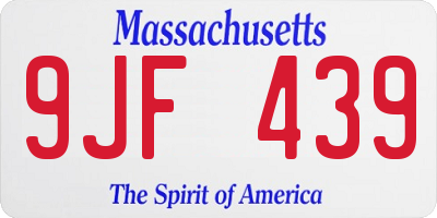 MA license plate 9JF439