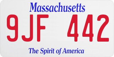MA license plate 9JF442