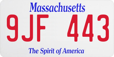 MA license plate 9JF443