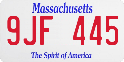 MA license plate 9JF445
