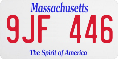 MA license plate 9JF446