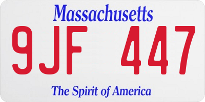 MA license plate 9JF447