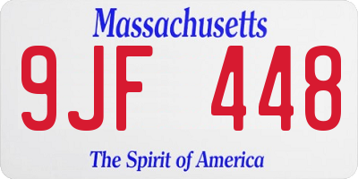 MA license plate 9JF448