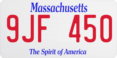 MA license plate 9JF450