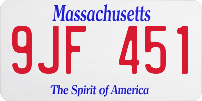 MA license plate 9JF451
