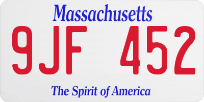 MA license plate 9JF452
