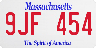 MA license plate 9JF454