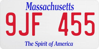 MA license plate 9JF455