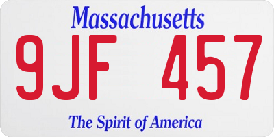 MA license plate 9JF457