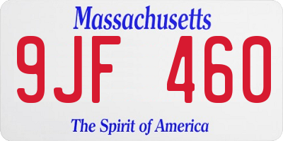MA license plate 9JF460
