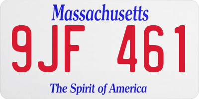 MA license plate 9JF461