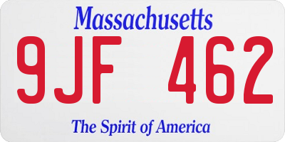 MA license plate 9JF462