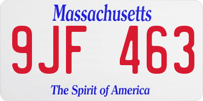 MA license plate 9JF463