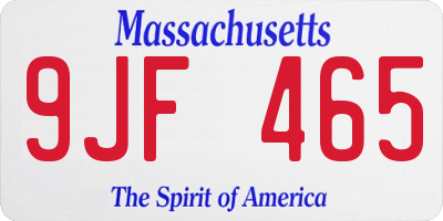 MA license plate 9JF465