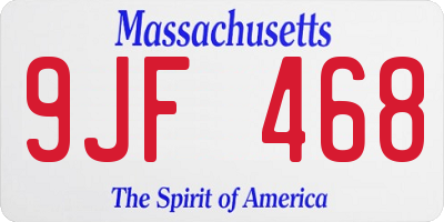 MA license plate 9JF468