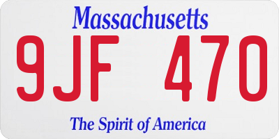 MA license plate 9JF470