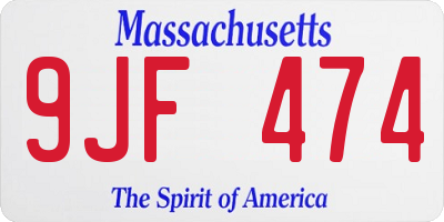 MA license plate 9JF474
