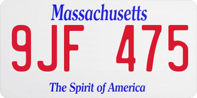 MA license plate 9JF475