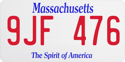 MA license plate 9JF476