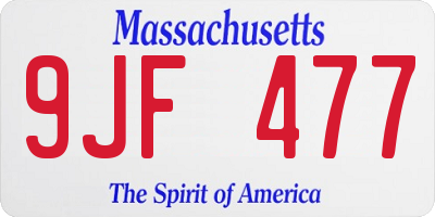MA license plate 9JF477