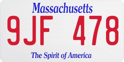 MA license plate 9JF478