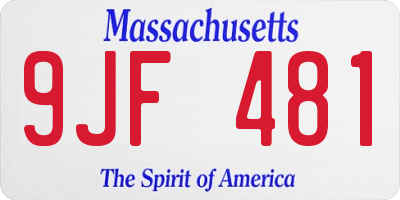 MA license plate 9JF481