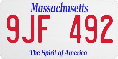 MA license plate 9JF492