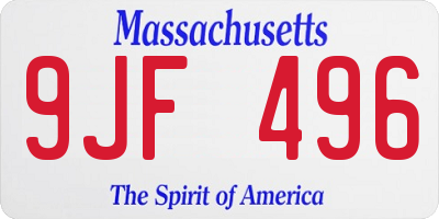 MA license plate 9JF496