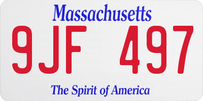 MA license plate 9JF497