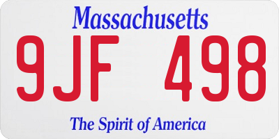 MA license plate 9JF498