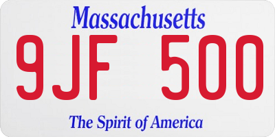 MA license plate 9JF500