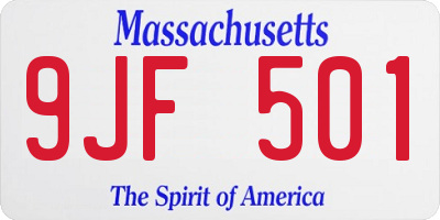 MA license plate 9JF501