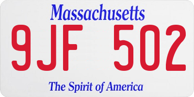 MA license plate 9JF502