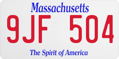 MA license plate 9JF504