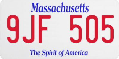 MA license plate 9JF505