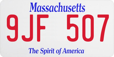 MA license plate 9JF507
