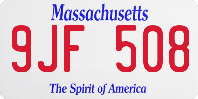 MA license plate 9JF508